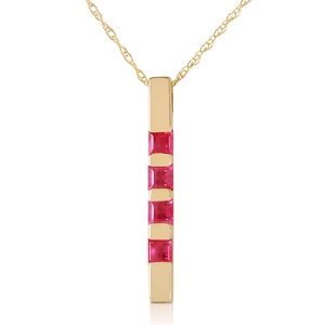 14K. SOLID GOLD NECKLACE BAR WITH NATURAL RUBIES